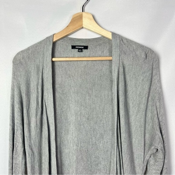 Premise Light Gray Mid Length Lightweight Duster Cardigan Sweater S - Picture 3 of 4